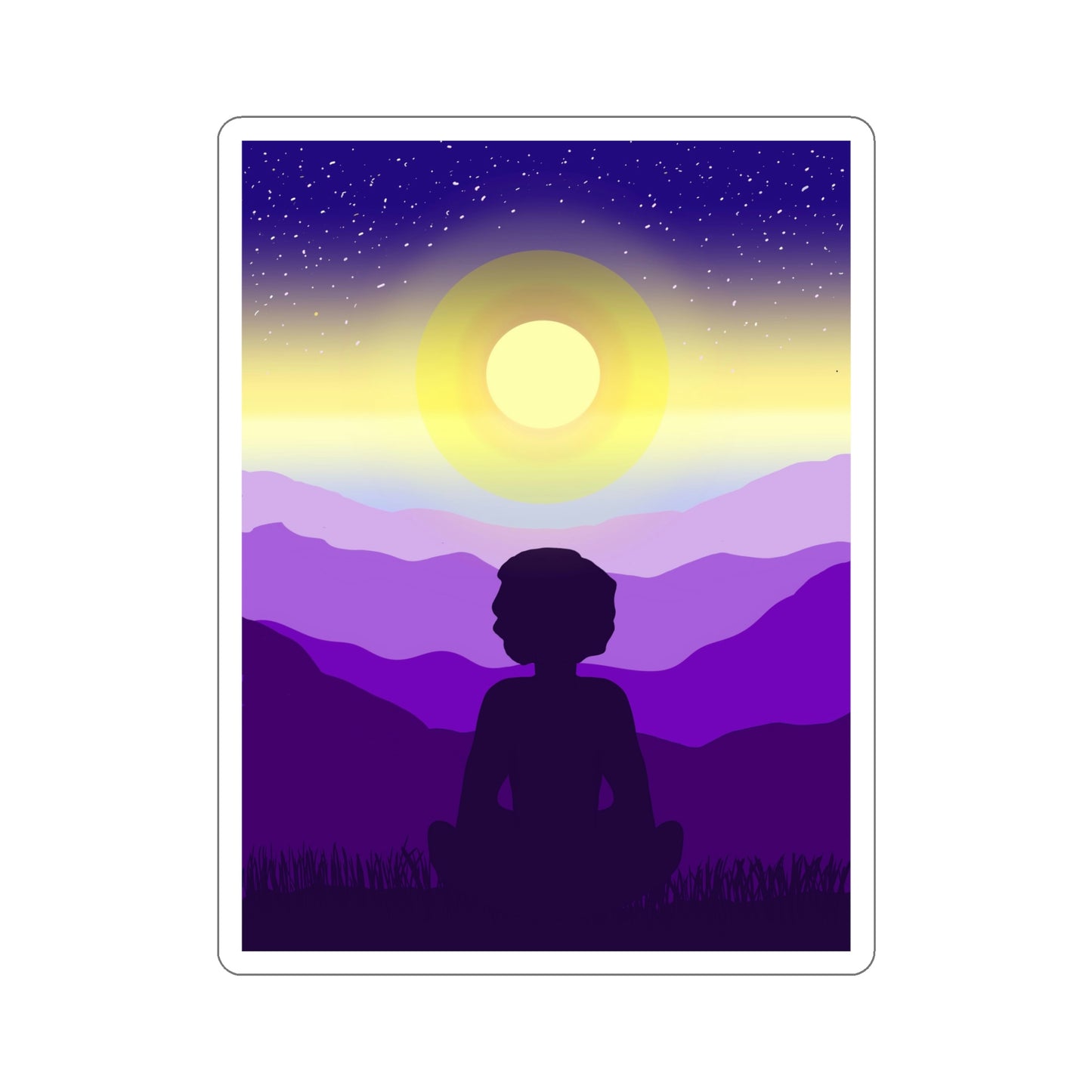 Purple Meditation Kiss-Cut Sticker