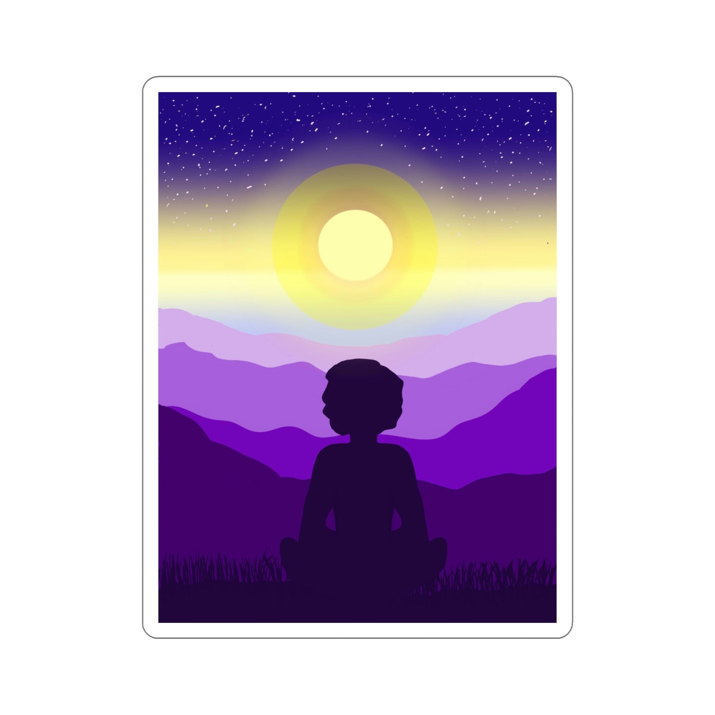 Purple Meditation Kiss-Cut Sticker